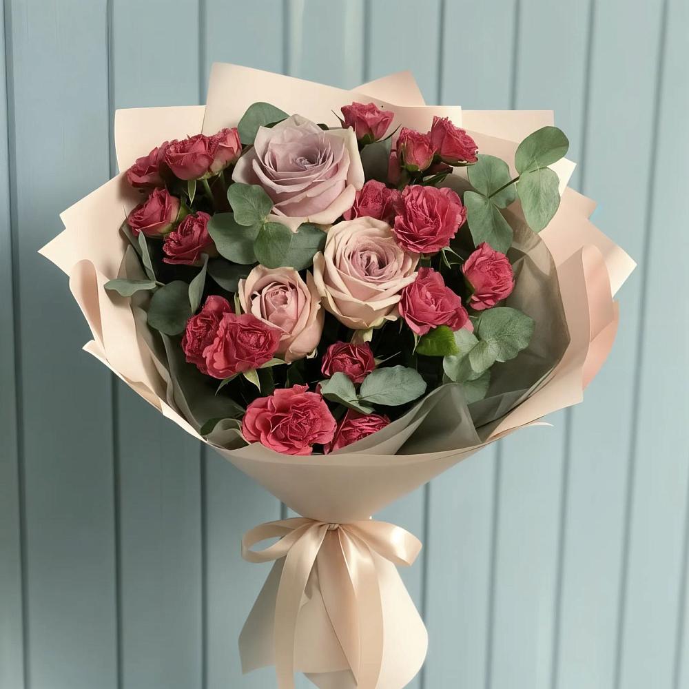 Букет цветов из: Гвоздики и Розы в Бороздиновской