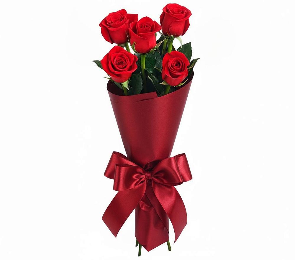 Букет 5 Красных роз Эдлесс Лав в Бороздиновской