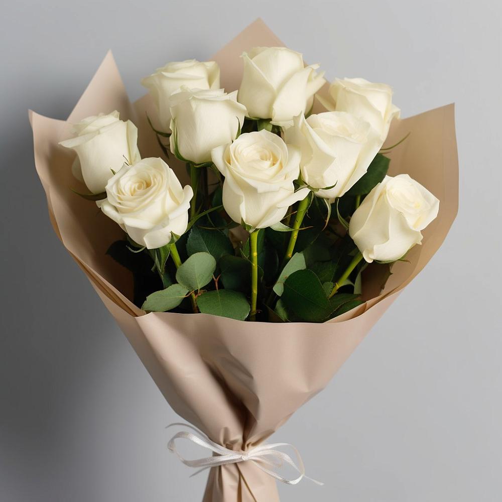 Букет 9 Белых роз Эдлесс Лав в Бороздиновской