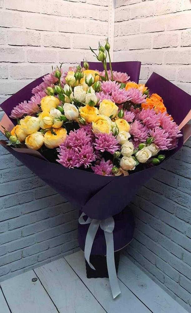 Букет цветов из: Хризантемы и Розы в Бороздиновской