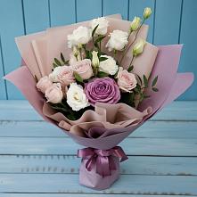 Букет цветов из:  Розы и Лизиантусы в Бороздиновской