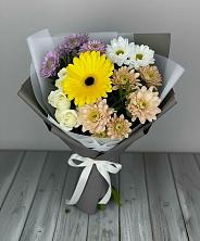 Букет цветов из:  Розы, Герберы и Хризантемы в Бороздиновской