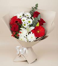 Букет цветов из:  Розы, Хризантемы, Герберы и Лилии #REPLACE_PRED# Бороздиновской