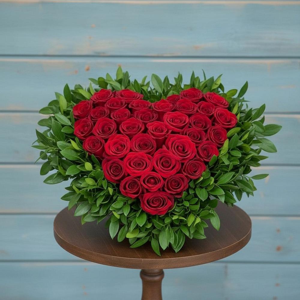 Цветочная композиция из Розы в виде сердца в Бороздиновской