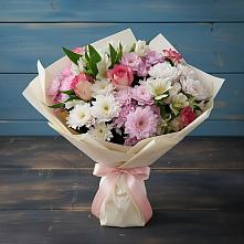 Букет цветов из:  Хризантемы, Альстромерии и Розы в Бороздиновской