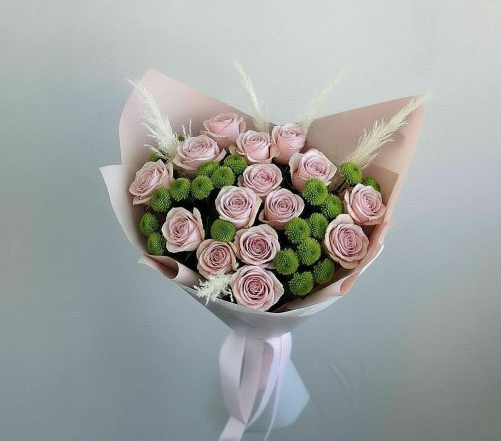 Букет цветов из: Розы и Хризантемы в Бороздиновской