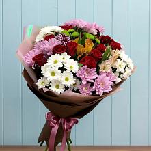 Букет цветов из:  Розы, Хризантемы и Альстромерии в Бороздиновской