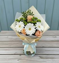 Букет цветов из:  Герберы, Розы и Хризантемы в Бороздиновской