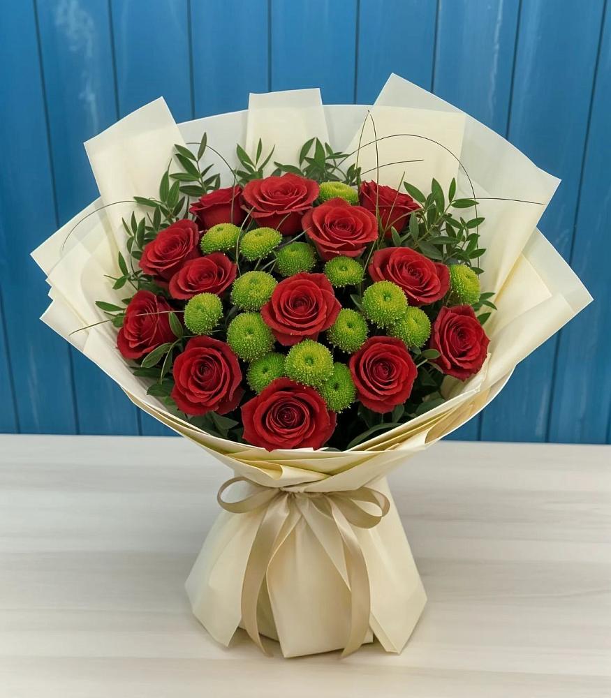 Букет цветов из: Розы и Хризантемы в Бороздиновской