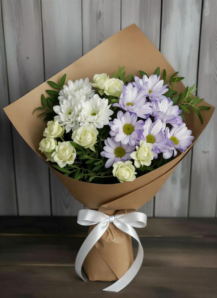 Букет цветов из: Хризантемы и Розы в Бороздиновской